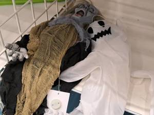 lot 1359 image: Lot of (2) Hanging Halloween Dcor Props - Zombie, Ghost x