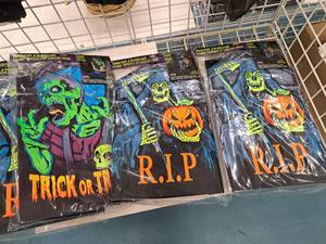 lot 1400 image: Lot of (3) Assorted Blacklight Responsive Tombstone Dcor