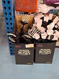 lot 1432 image: Lot of (2 Boxes) Halloween Dcor - Roses, Skeletons