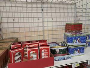lot 1496 image: Assorted Holiday Gift Boxes, Tins, Gift Tags