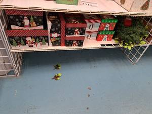lot 1516 image: Assorted Holiday Gift Boxes and Garland Dcor