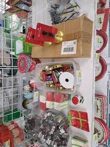 lot 1556 image: Assorted Holiday Dcor Supplies - Ribbons, Cookie Cutters, Hand Bells