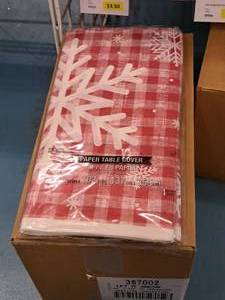 lot 1611 image: Lot of (1 Case) Let It Snow logo Paper Holiday Tablecovers 54x102 12-count ( 12 total items )