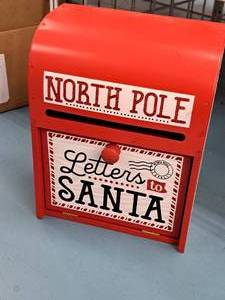 lot 1622 image: Letters To Santa Claus North Pole logo Metal Mailbox