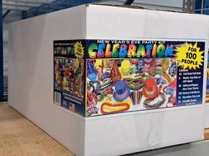 lot 1704 image: Lot of (1) 100-person New Years Eve Party Kit - Celebration