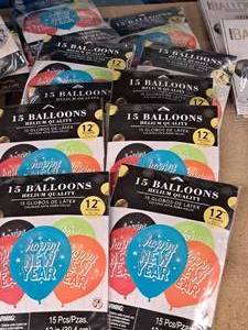 lot 1782 image: Lot of (11 Packs) D Party Balloons  Helium Quality 15-count ( 165 Total Items )