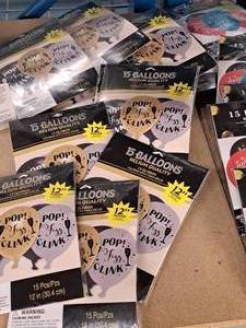 lot 1781 image: Lot of (12 Packs) D Party Balloons  Helium Quality 15-count ( 180 Total Items )
