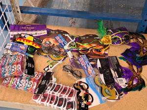 lot 1792 image: Lot of (32) Assorted Party Masks, Glasses, Banner