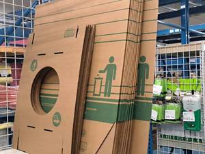 lot 595 image: Lot of (2) Cardboard Trash Cans 40-Gallon