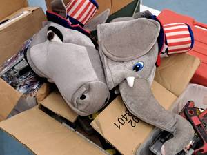 lot 1862 image: Lot of (2) Plush Patriotic Hats - Elephant and Donkey