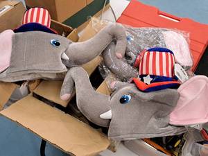 lot 1861 image: Lot of (3) Plush Patriotic Elephant Hats