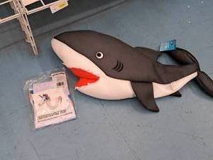 lot 1874 image: Lot of (2) Pool Toys - Shark, Unicorn Inflatable