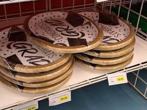 lot 1918 image: Lot of (9 Packs) Graduation Oval Party Platters 8-count ( 72 Total Items ) 10x12x1