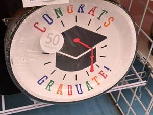 lot 1926 image: Lot of (4 Packs) Congrats Graduate logo Graduation Party PlatesPlatters 50-count ( 200 Total Items ) 10x12x58