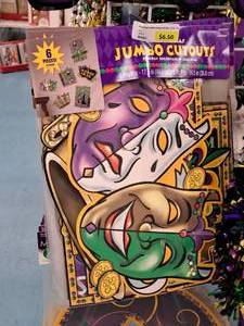 lot 1973 image: Lot of (11) Mardi Gras Party Supplies - Jumbo Cut-outs