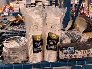 lot 1787 image: Assorted New Years Party Supplies - Plates, Napkins, Cups