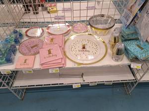 lot 2060 image: Assorted Baby 1st Birthday Party Supplies - Plates, Napkins, Bowls, Cups