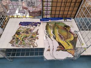 lot 2197 image: (3) Tyrannosaurus Rex Jointed Cut-Outs 4 Tall, (2) 8pc Dinosaur Cut-Out Sets