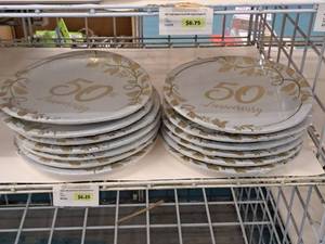 lot 2223 image: Lot of (13 Pack) 10.5 50th Anniversary Plates 8-count ( 104 Total Items )