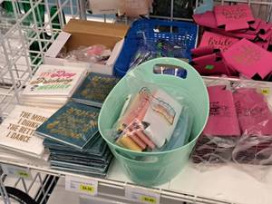 lot 2246 image: Assorted Party Napkins, Glasses, Candy Rings, Suckers, Can & Bottle Coolers