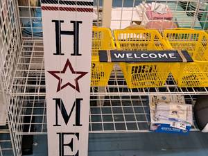 lot 1865 image: Lot of (2) Wooden Signs - HOME, WELCOME