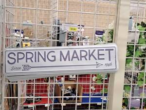 lot 1867 image: Lot of (5) Metal Signs - Spring Market