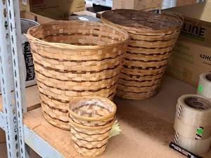 lot 2279 image: Lot of (4) Assorted Wicker Baskets - (2) 12Dx12, (2) 5Dx4-12