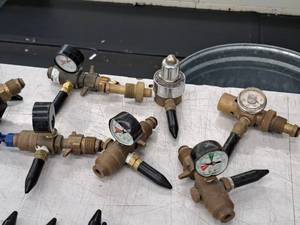 lot 2402 image: Lot of (6) Helium Tank Regulator Valve Parts (Used)