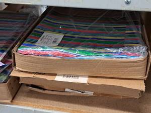 lot 2303 image: Lot of (3 Boxes - 4 ReamsBox - 200ctream) Cabana Striped themed Tissue Wrap 20x30