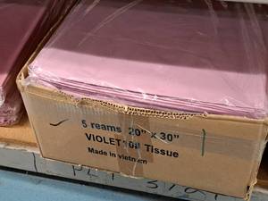 lot 2310 image: Lot of (5 Reams - 200ctream) Violet Tissue Wrap 20x30