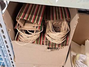 lot 2330 image: Lot of (197) Striped Wine Bottle Gift Bags 5-14x3-14x13-12
