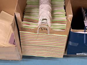 lot 2328 image: Lot of (140) Striped Gift Bags 16x6x12