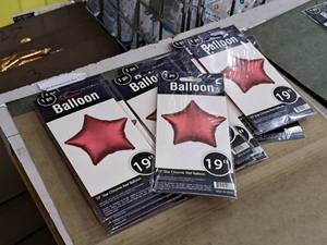 lot 2554 image: Lot of (7) 19 Chrome Red Star Balloons