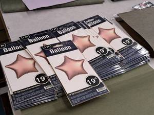 lot 2560 image: Lot of (10) 19 Chrome Rose Gold Star Balloons