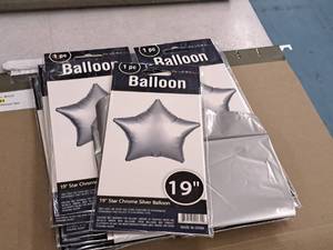 lot 2563 image: Lot of (7) 19 Chrome Silver Star Balloons