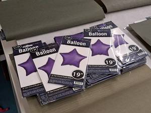 lot 2565 image: Lot of (10) 19 Chrome Purple Star Balloons