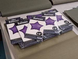 lot 2567 image: Lot of (10) 19 Chrome Purple Star Balloons