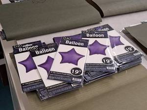 lot 2568 image: Lot of (10) 19 Chrome Purple Star Balloons