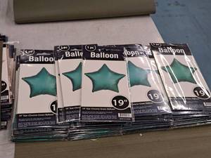 lot 2569 image: Lot of (14) 19 Chrome Green Star Balloons