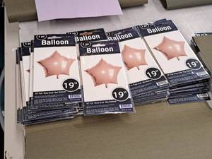 lot 2575 image: Lot of (12) 19 Foil Rose Gold Star Balloons