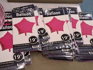 lot 2579 image: Lot of (10) 19 Foil Pink Star Balloons