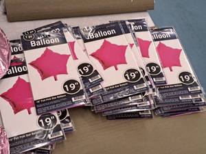lot 2581 image: Lot of (10) 19 Foil Pink Star Balloons