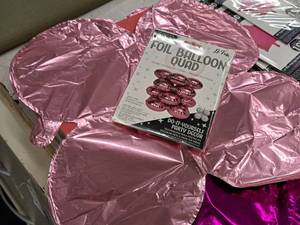 lot 2582 image: Lot of (8 Packs) Baby Pink Foil Balloon Quad Balloons 4-count ( 32 Total Items ) 12x12