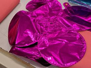 lot 2585 image: Lot of (50) Hot Pink Foil Balloon Quad Balloons 12x12