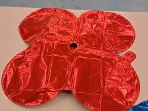 lot 2595 image: Lot of (20) Red Foil Balloon Quad Balloons 12x12