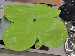 lot 2601 image: Lot of (70) Light Green Foil Balloon Quad Balloons 12x12