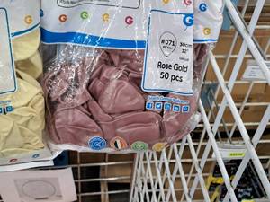 lot 2459 image: Lot of (8 Packs) Gemar 12 Rose Gold Metallic Latex Balloons 50-count ( 400 Total Items )