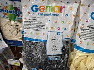 lot 2461 image: Lot of (8 Packs) Gemar 12 Black Metallic Latex Balloons 50-count ( 400 Total Items )