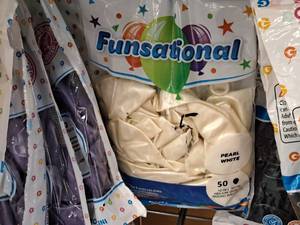 lot 2462 image: Lot of (4 Packs) Funsational 12 Pearl White Metallic Latex Balloons 50-count ( 200 Total Items )