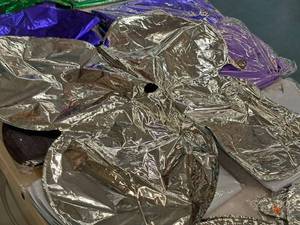 lot 2615 image: Lot of (20) Silver Foil Balloon Quad Balloons 25x25